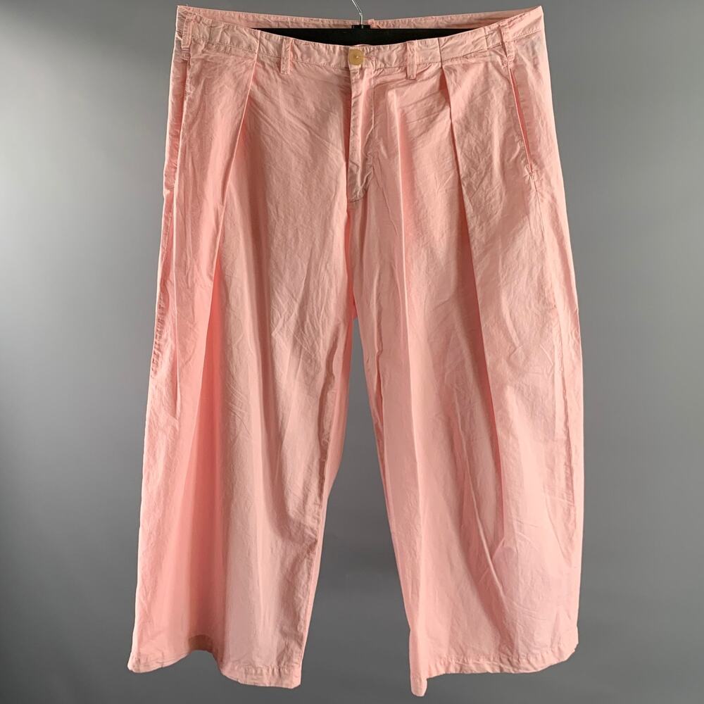 WRITE + DOYLE Size 38 Pink Cotton Blend Pleated Wide-leg Pants